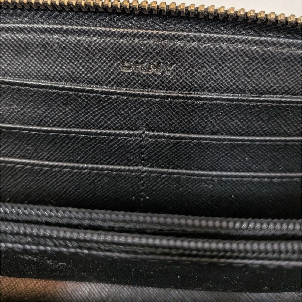 DKNY Black Leather Wallet NWT; Zip Around Continental Organizer